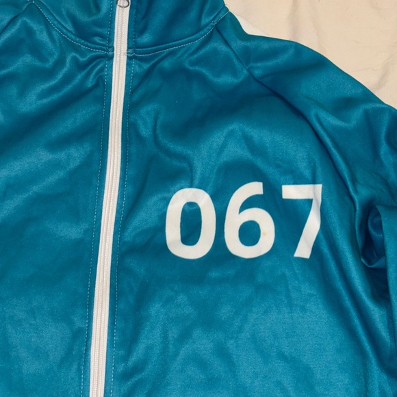 Men’s - Blue & white 067 squid games jump suit pants & jacket USA xl rare!! - Picture 4 of 11